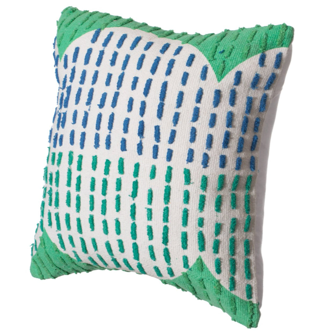 Deerlux 16" Handwoven Cotton Throw Pillow Cover Ribbed Dots Wave Border Rustic Image 1