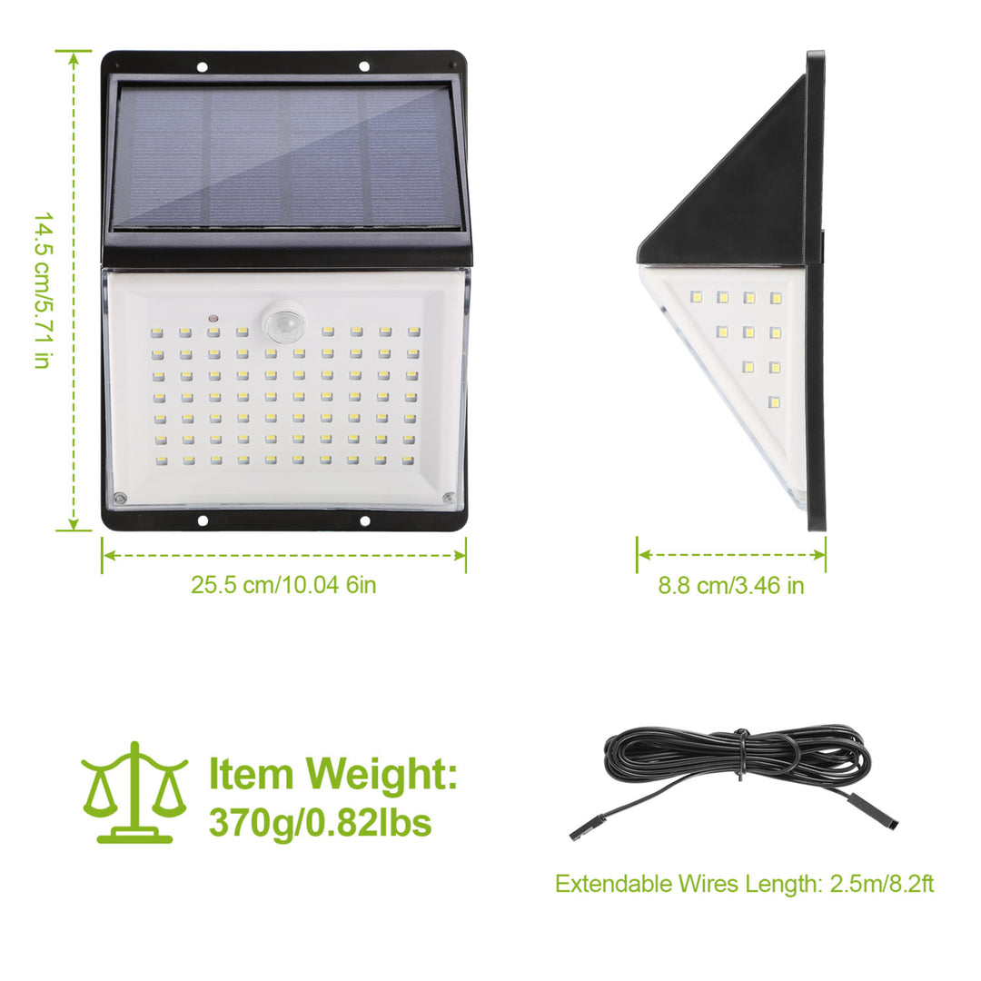 Solar Wall Lights 88 LEDs Waterproof Motion Sensor Sound Control Black 10W Image 3