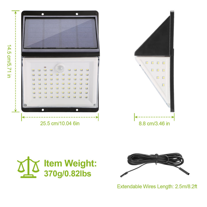 Solar Wall Lights 88 LEDs Waterproof Motion Sensor Sound Control Black 10W Image 3