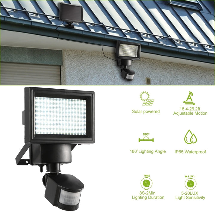 Solar Wall Lights 120 LEDs Waterproof Motion Sensor Outdoor Security Lamp Black Image 12