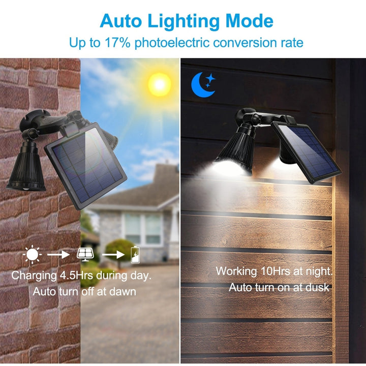 Solar Motion Sensor Spotlights 2000lm Outdoor Security Lights Waterproof 2-in-1 Image 2