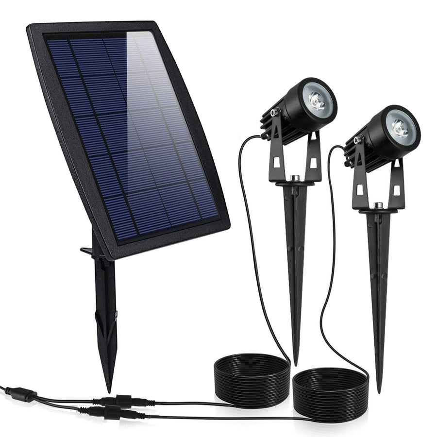 Twin Solar Spotlight Outdoor Lamps Waterproof 2000lm Adjustable Wall Garden Image 1