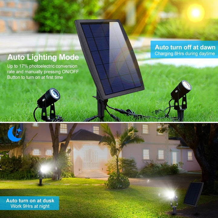 Twin Solar Spotlight Outdoor Lamps Waterproof 2000lm Adjustable Wall Garden Image 2