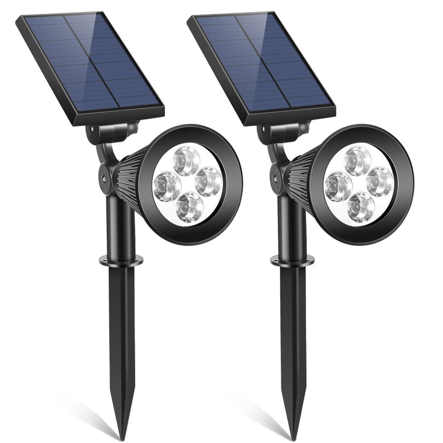 2Pcs Solar Spotlight Outdoor Waterproof Dusk to Dawn Adjustable Garden Lamp Image 1