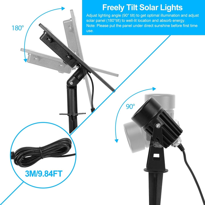 Twin Solar Spotlight Outdoor Lamps Waterproof 2000lm Adjustable Wall Garden Image 5