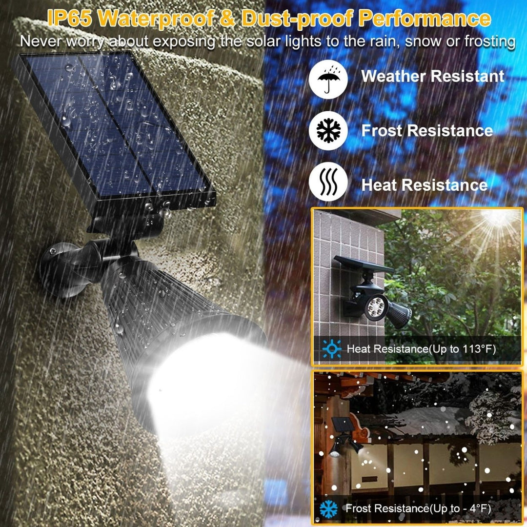 2Pcs Solar Spotlight Outdoor Waterproof Dusk to Dawn Adjustable Garden Lamp Image 4