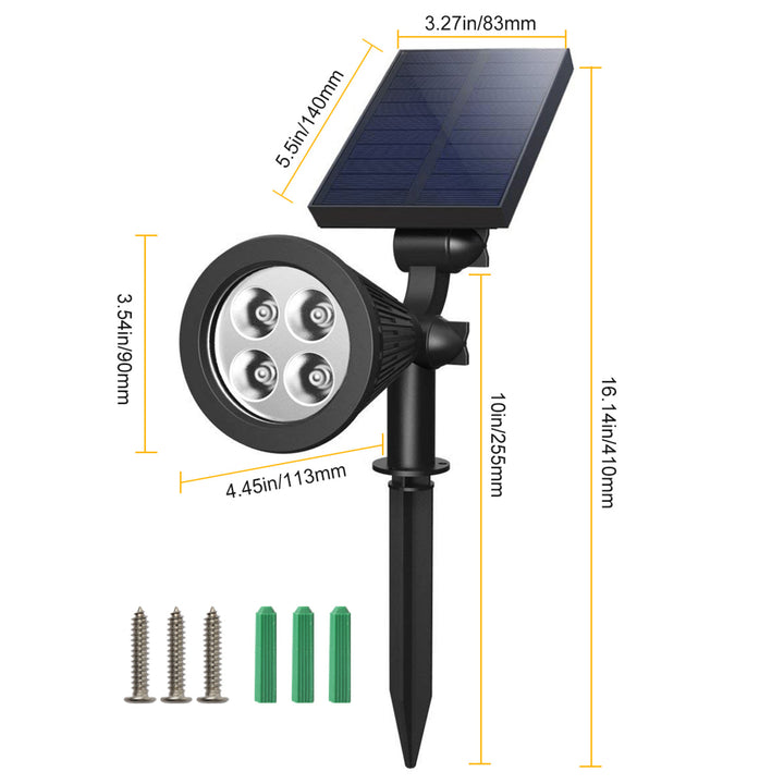 2Pcs Solar Spotlight Outdoor Waterproof Dusk to Dawn Adjustable Garden Lamp Image 8