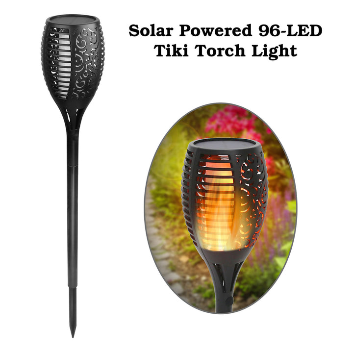 96 LEDs Solar Flame Torch Light Waterproof Flickering Flame Lamp Outdoor Garden Image 3