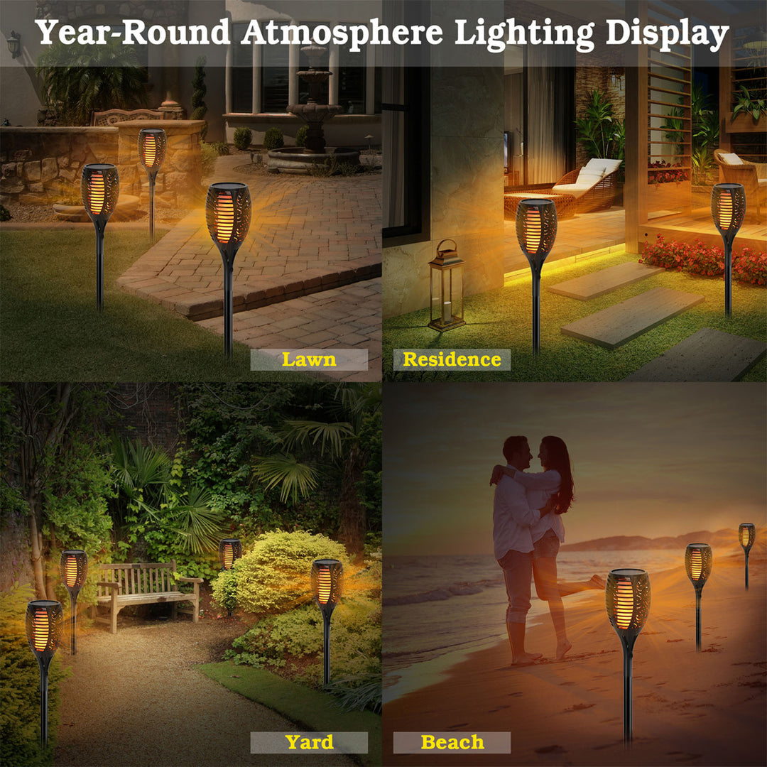 96 LEDs Solar Flame Torch Light Waterproof Flickering Flame Lamp Outdoor Garden Image 9