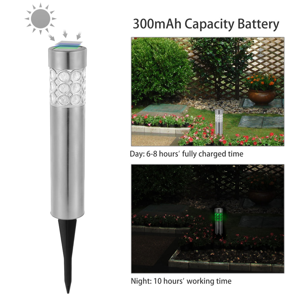 6 Pack RGB Outdoor Solar Lights IP44 Waterproof Garden Lamp 44x6 cm Stainless Steel Image 2