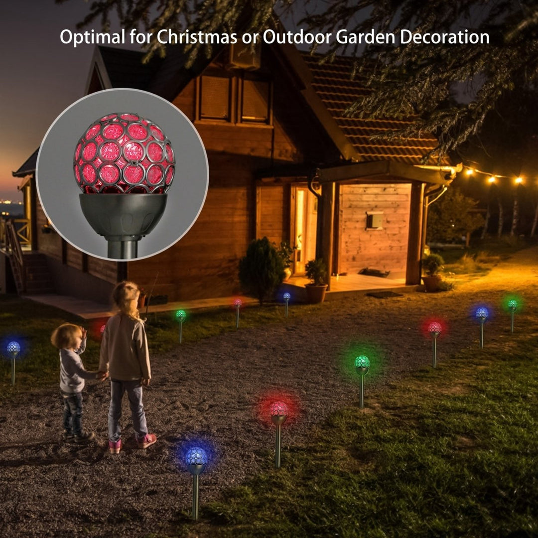 3 Pack Outdoor Waterproof RGB Solar Garden Lights Stainless Steel Color Changing Image 5