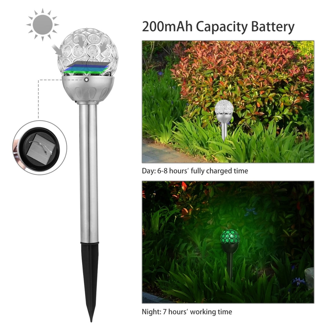 3 Pack Outdoor Waterproof RGB Solar Garden Lights Stainless Steel Color Changing Image 9