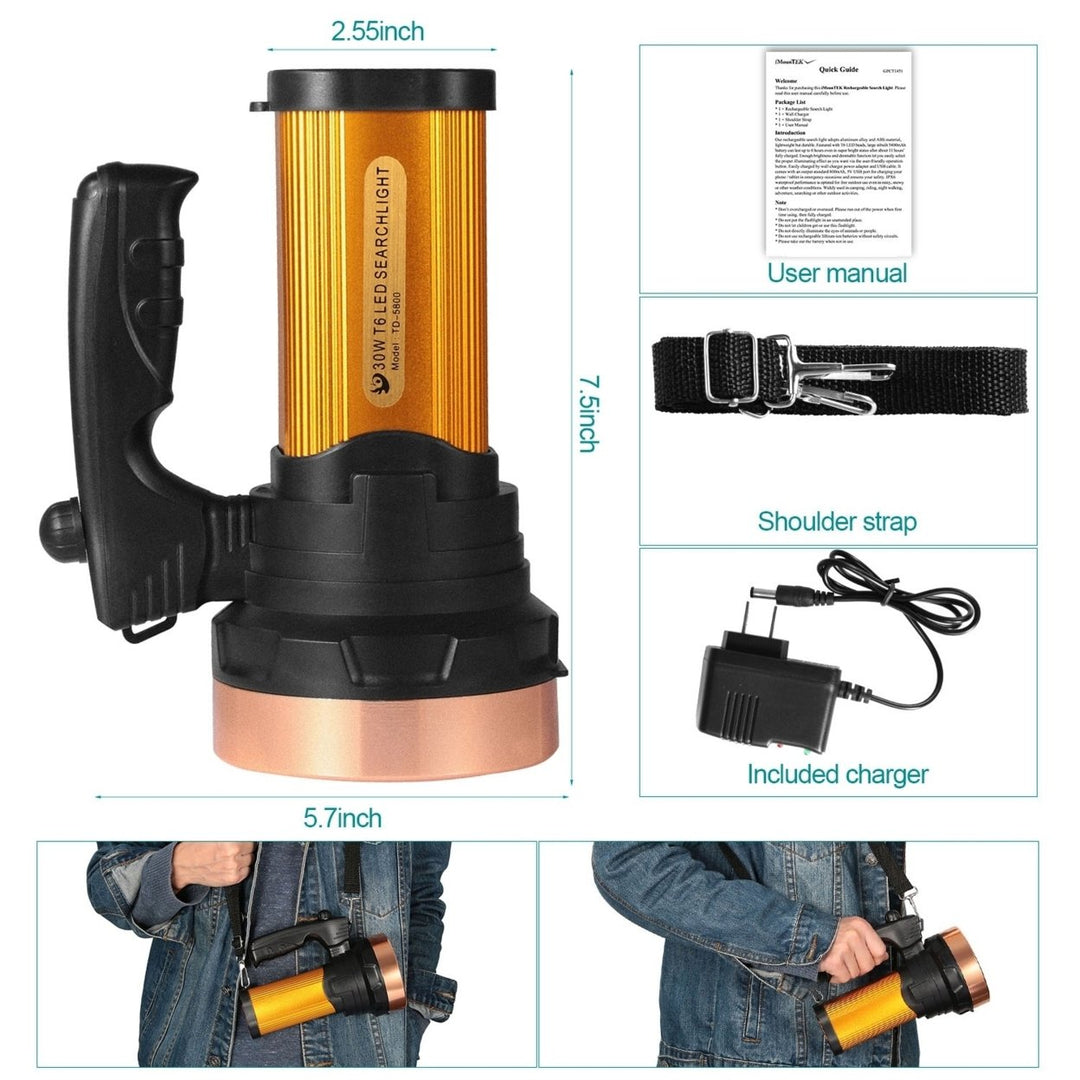 LED Search Flashlights IPX6 Waterproof Tactical Dimmable Handheld Spotlights Image 7