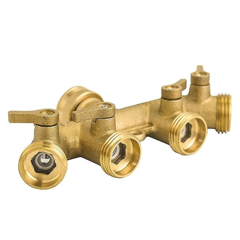 Garden Brass Hose Splitters 4 Way Tap Hose Connectors Water Distributor Switch Valves Image 2