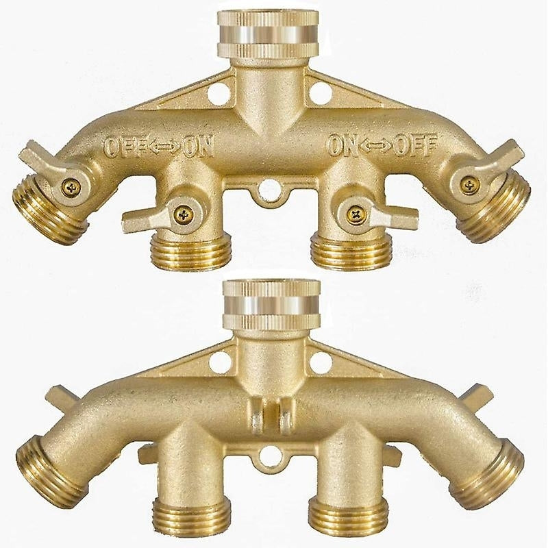 Garden Brass Hose Splitters 4 Way Tap Hose Connectors Water Distributor Switch Valves Image 3