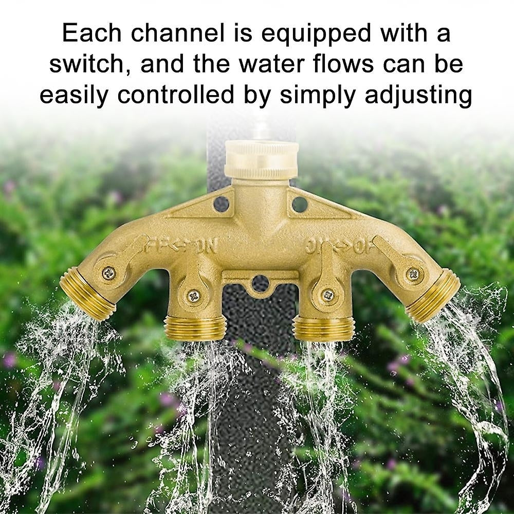 Garden Brass Hose Splitters 4 Way Tap Hose Connectors Water Distributor Switch Valves Image 4