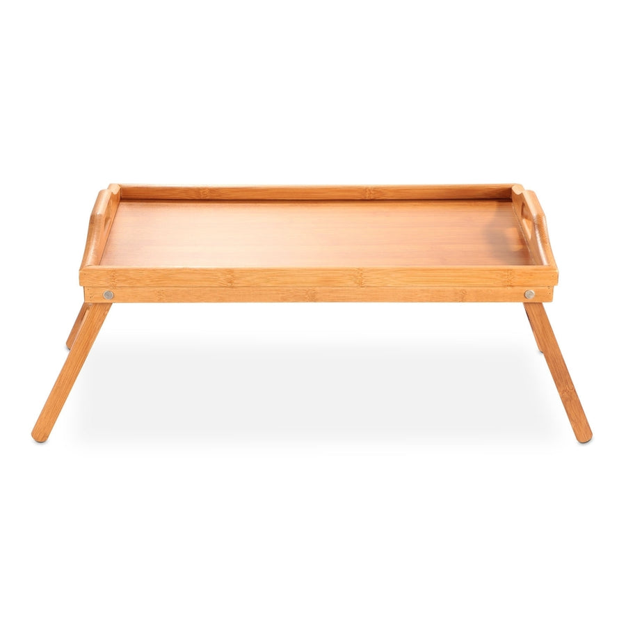 Bamboo Folding Bed Tray Table Breakfast Snack Tray 19.7x11.8in Eco-Friendly Image 1