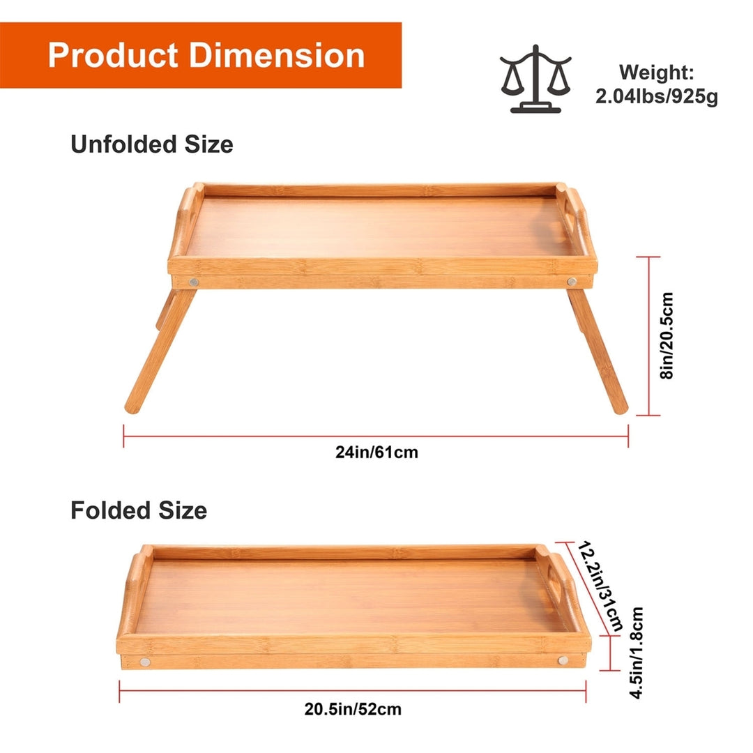 Bamboo Folding Bed Tray Table Breakfast Snack Tray 19.7x11.8in Eco-Friendly Image 4