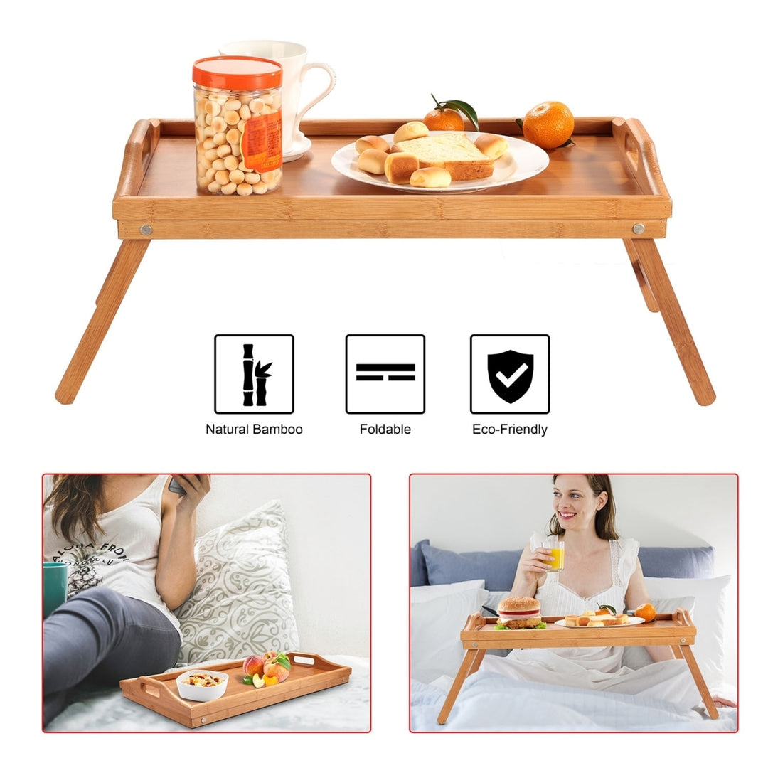 Bamboo Folding Bed Tray Table Breakfast Snack Tray 19.7x11.8in Eco-Friendly Image 5