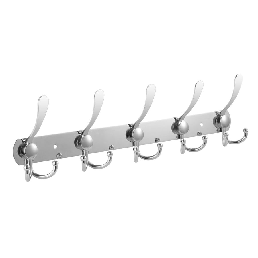 Stainless Steel Wall Mount Coat Hook Rack 15 Hooks Space Saving White 45cm Image 1