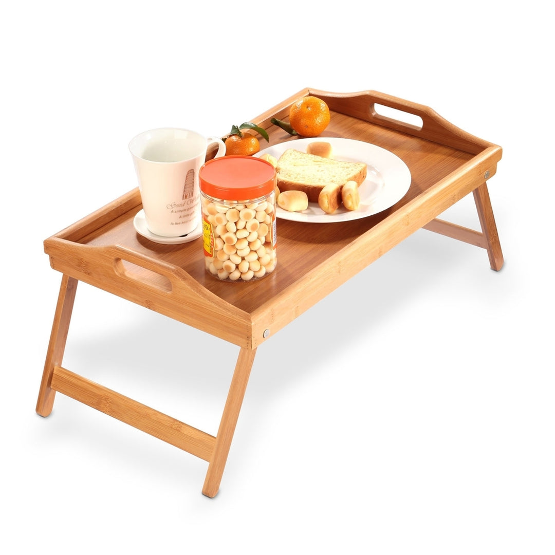 Bamboo Folding Bed Tray Table Breakfast Snack Tray 19.7x11.8in Eco-Friendly Image 10