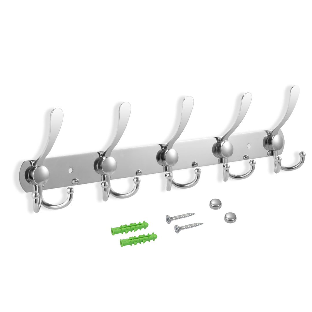 Stainless Steel Wall Mount Coat Hook Rack 15 Hooks Space Saving White 45cm Image 8