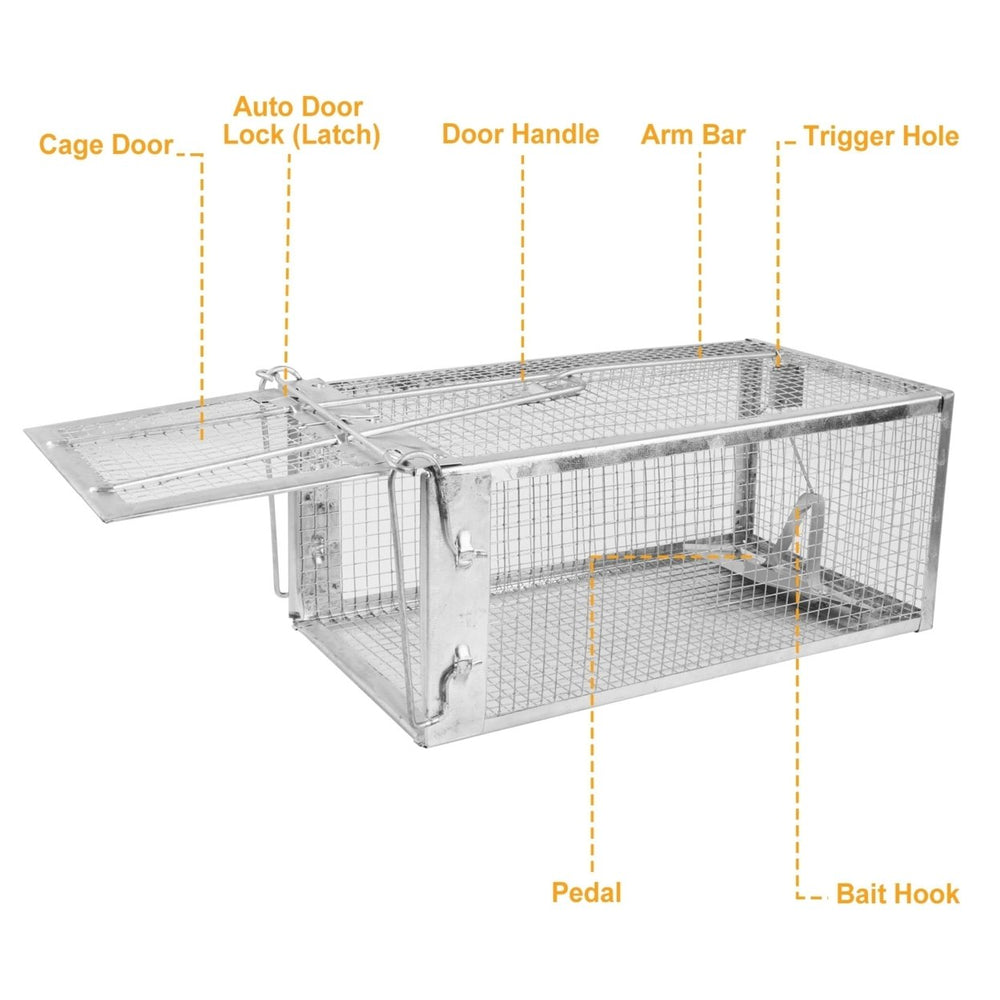 Humane Live Rat Trap Cage Galvanized Iron Mice Rodent Control 27x14x11cm Image 2