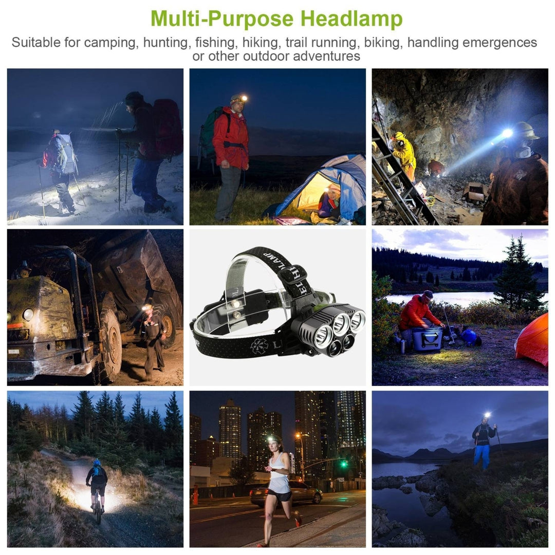 Rechargeable 20000 Lumen LED Headlamp 6 Modes Adjustable Waterproof Light Image 6