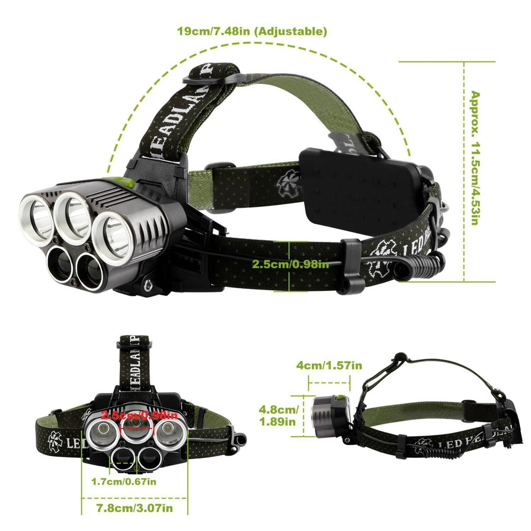 Rechargeable 20000 Lumen LED Headlamp 6 Modes Adjustable Waterproof Light Image 8