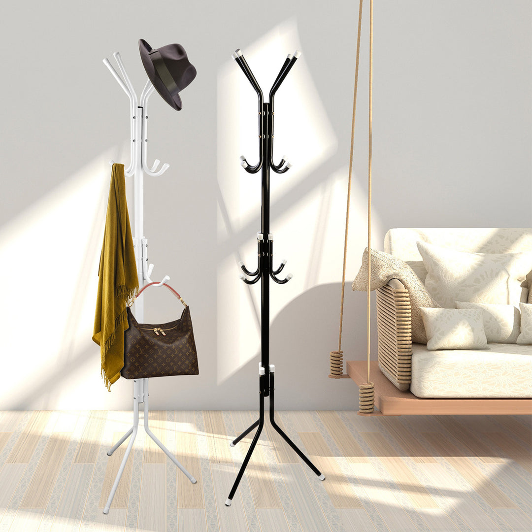 Coat Rack Organizer 8 Hooks 3 Tiers Metal Portable Stand Black or Pink 175cm Image 2