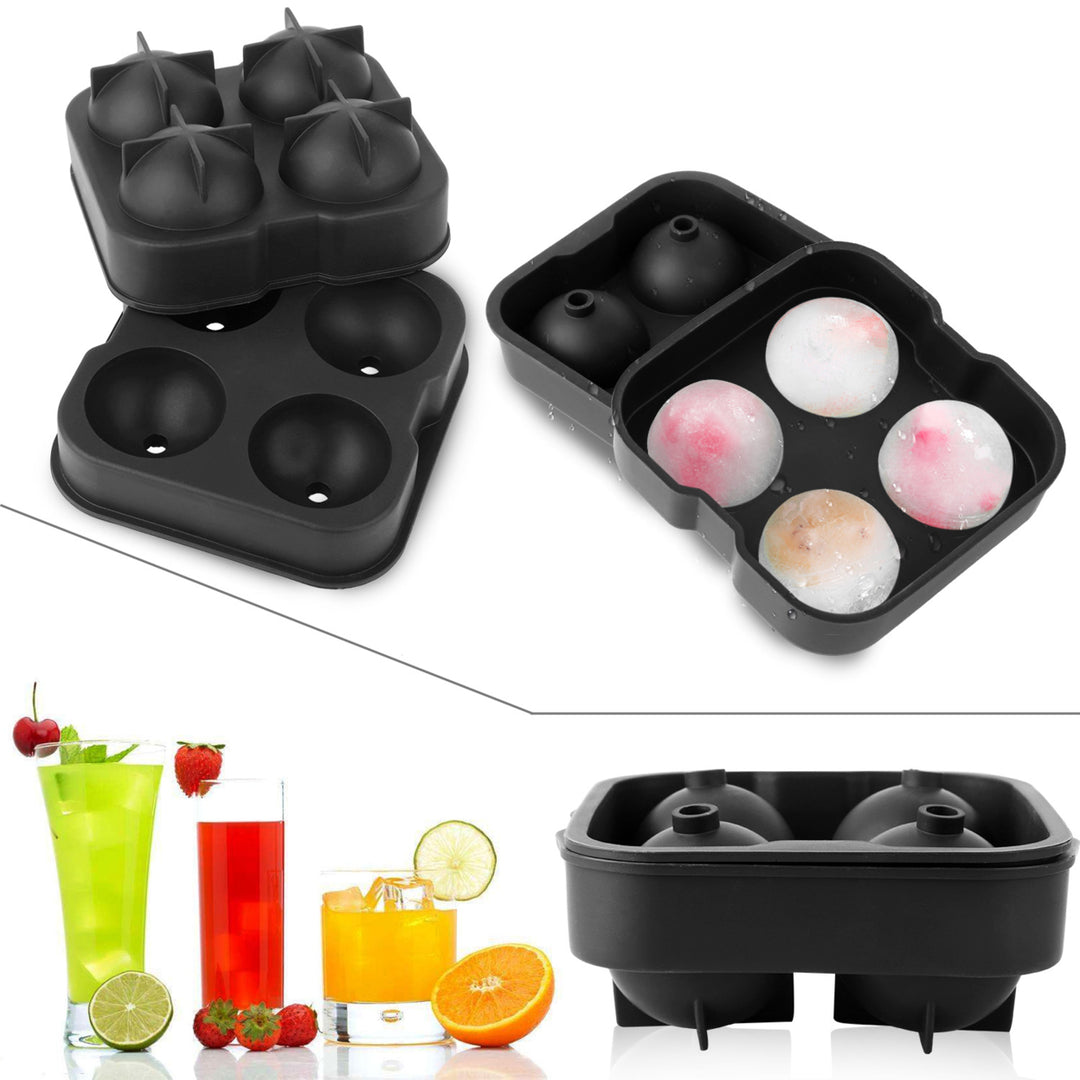 4-Ball Silicone Ice Mold Black FDA Approved 1.77in Sphere for Whiskey Bourbon Image 5