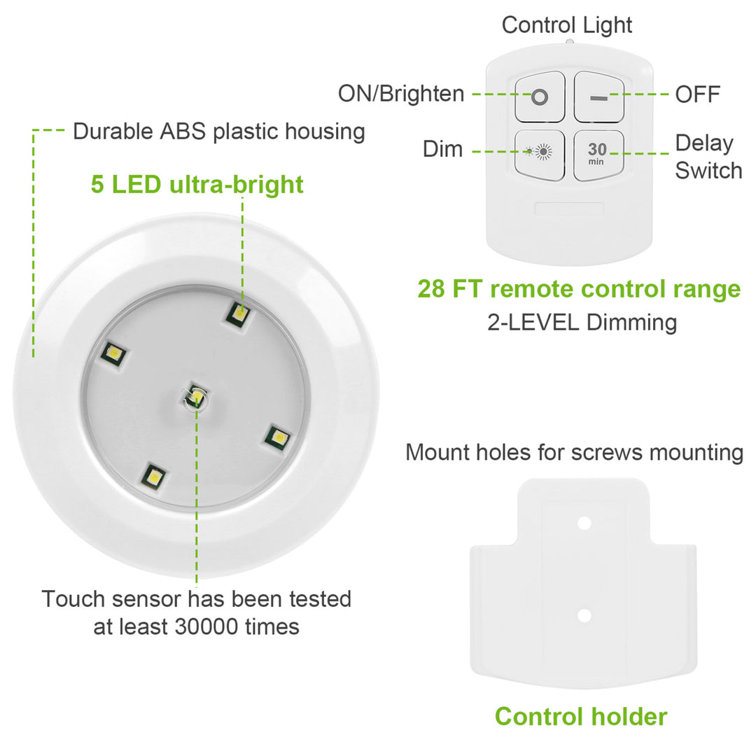 3Pcs Cordless LED Night Light Dimmable Battery Powered Closet Lamp Remote Control Image 3