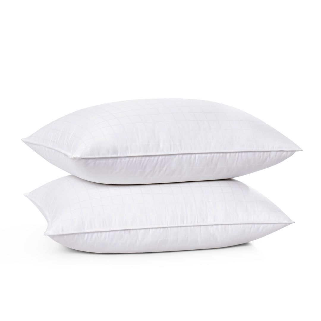 Hotel Luxury Premium White Goose Down Pillow for Sleeping, Pillow-in-a- pillow design, Cotton Fabric, Side and Back Image 7