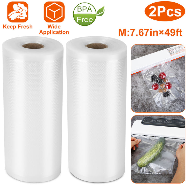 Vacuum Sealer Bags 2 Rolls BPA Free Food Saver Bags 7.67 x 49 Feet Clear Image 5