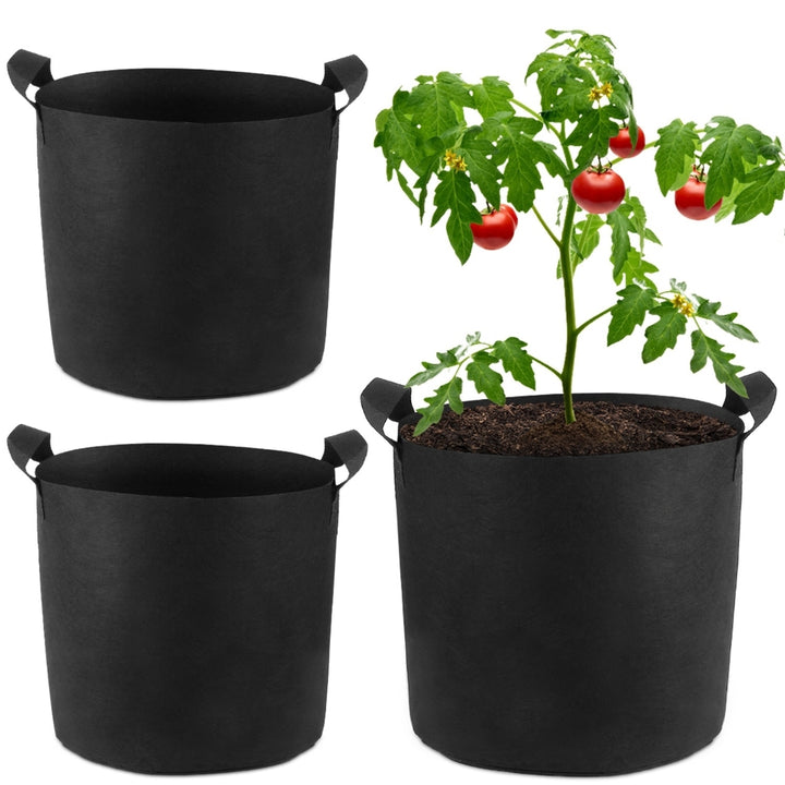 3 Pack Plant Grow Bags Non-Woven Fabric Black 3Gallon 5Gallon 7Gallon Image 4