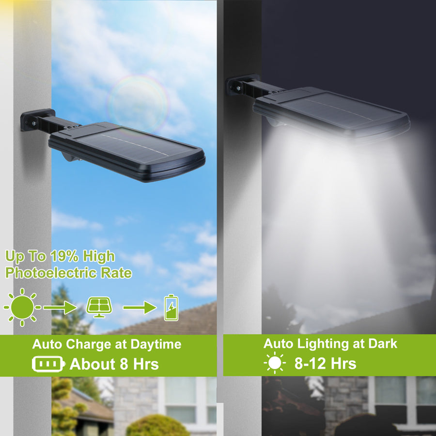 Solar Powered Outdoor Wall Light 100LED Motion Sensor IP65 Waterproof Black Image 1