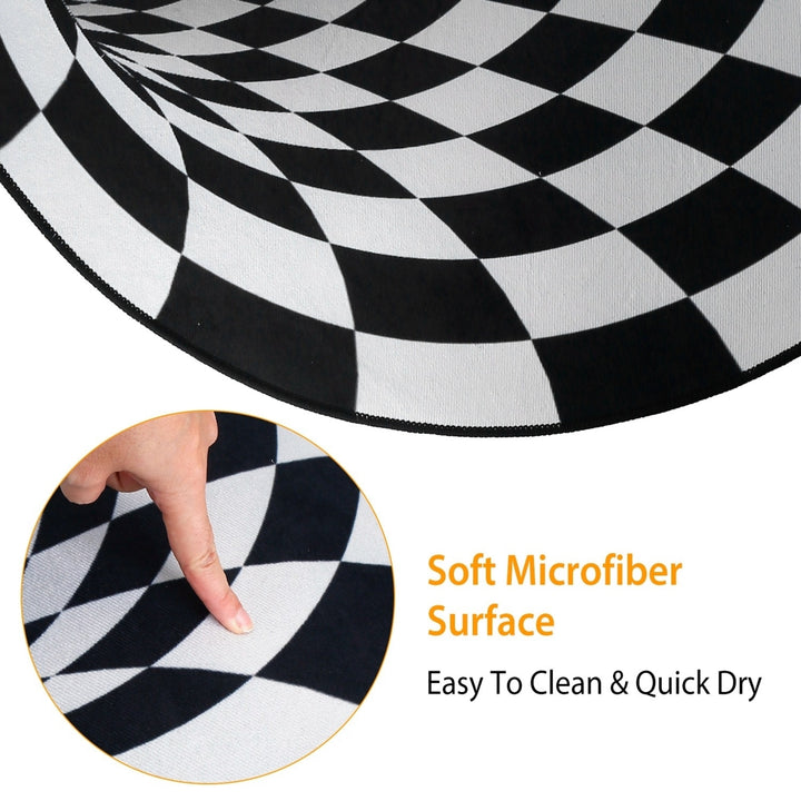 3D Visual Floor Mat Anti-Slip Round Rug Black White Polyester 60cm 80cm Image 3