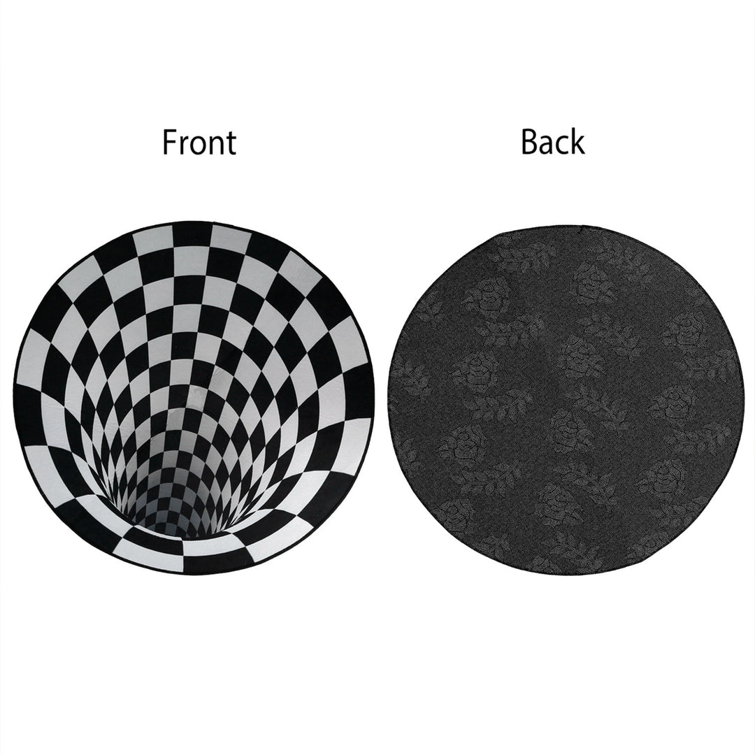 3D Visual Floor Mat Anti-Slip Round Rug Black White Polyester 60cm 80cm Image 6