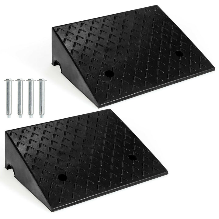 2 PCS 5" Rubber Car Curb Ramps for Vehicle Wheelchair Ramp W/ 4 Expansion Bolts Image 1