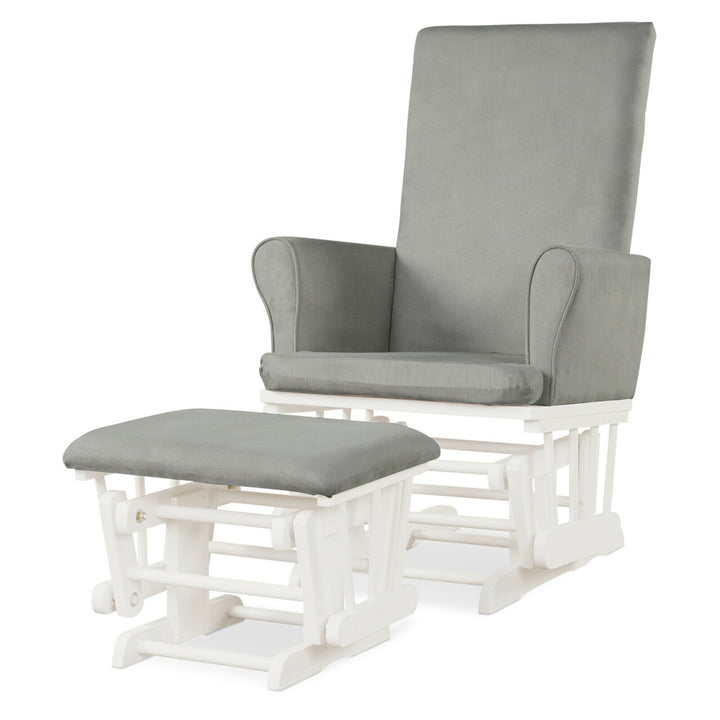 Glider and Ottoman Cushion Set Wooden Baby Nursery Rocking Chair Image 6