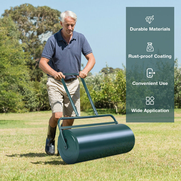 13 Gallon Lawn Roller Heavy-Duty Steel Push/Pull Sod Roller 24 x 13 Green Image 6