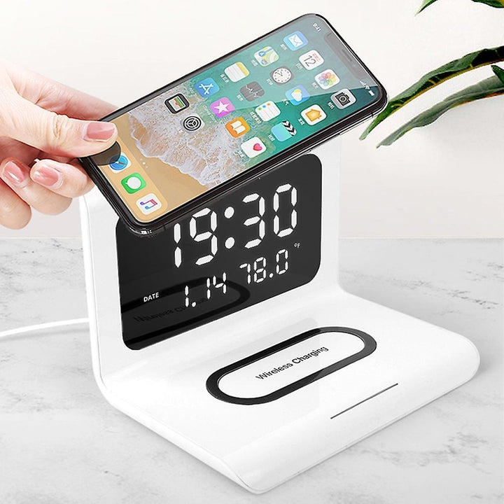 10w Wireless Charger Pad Led Display Alarm Clock Image 4