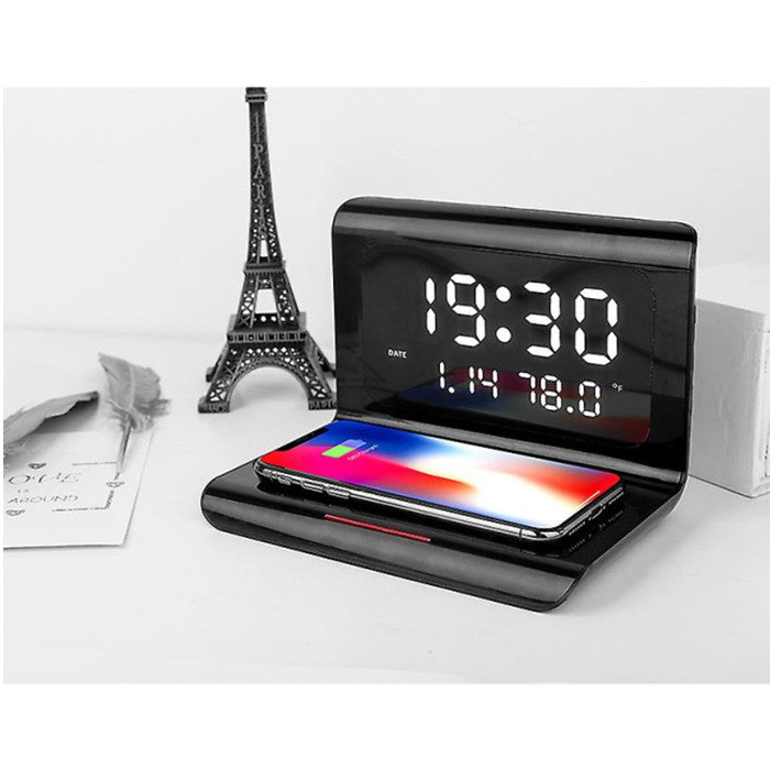 10w Wireless Charger Pad Led Display Alarm Clock Image 7