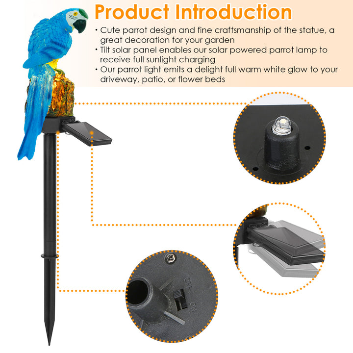 Solar Powered Parrot Garden Light IP65 Waterproof Outdoor Decorative Lamp Image 4