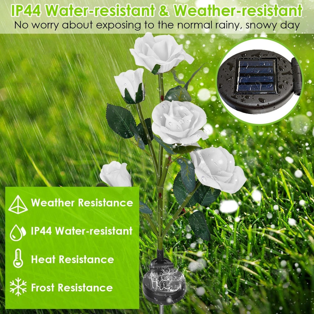 2Pcs Solar Powered Rose Lights Outdoor Waterproof LED Decorative Garden Lamps Image 2