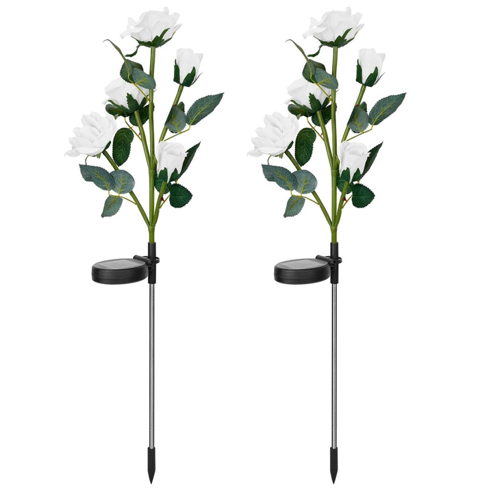 2Pcs Solar Powered Rose Lights Outdoor Waterproof LED Decorative Garden Lamps Image 5