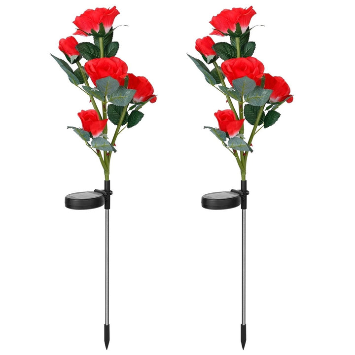 2Pcs Solar Powered Rose Lights Outdoor Waterproof LED Decorative Garden Lamps Image 6