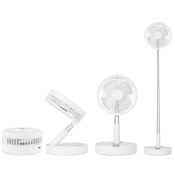 Portable Folding Desk Fan Quiet USB Rechargeable Adjustable Height 4 Speeds White Pink Image 8