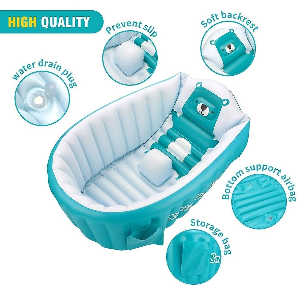 Baby Inflatable Bathtub Mini Air Swimming Pool Toddler Shower Basin Non Slip Bath Seat Image 2