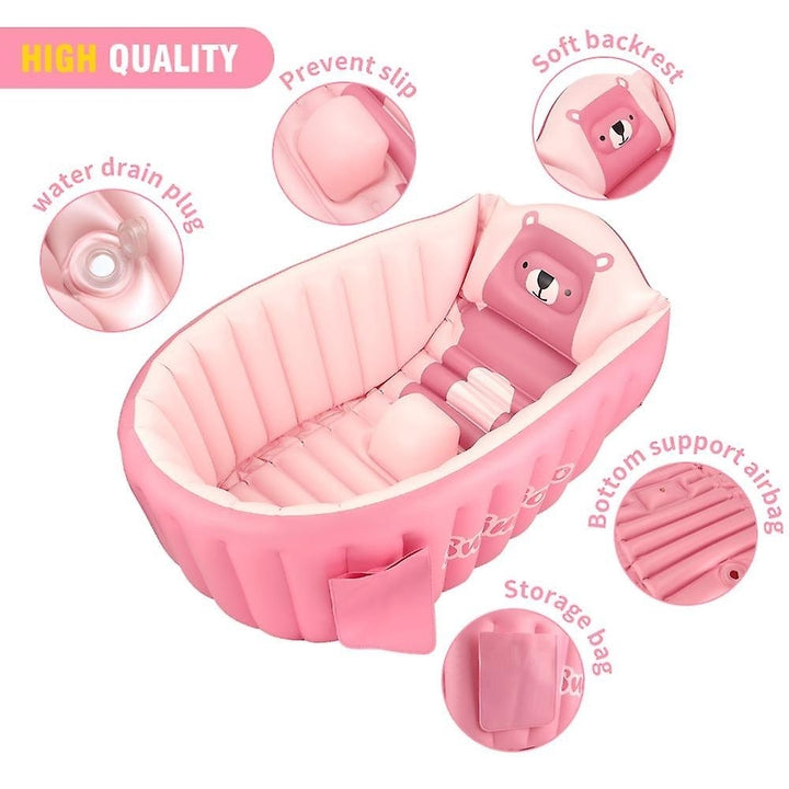 Baby Inflatable Bathtub Mini Air Swimming Pool Toddler Shower Basin Non Slip Bath Seat Image 6